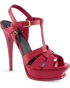 Saint Laurent Classic Tribute Sandals In Fushia Leather - Lyst