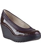 Fly London Yoko Wedge Pump Deep Purple Patent - Lyst