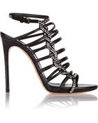 Casadei Crystal-Embellished Leather Sandals - Lyst