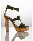Ralph Lauren Collection Calf-Suede Sherise Sandal - Lyst