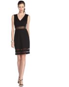 ABS By Allen Schwartz Black Stretch Cotton Blend Mesh Accent Illusion Dress - Lyst