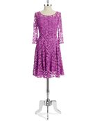 Chetta B Lace Overlay Fit And Flare Dress - Lyst