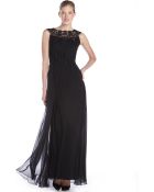 Notte By Marchesa Black Chiffon Beaded Detail Gathered Gown - Lyst