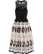 Holly Fulton Embellished Wool And Printed Silk Crepe De Chine Dress - Lyst