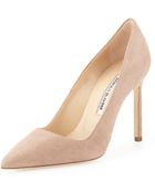 Manolo Blahnik Bb Suede Pointed-Toe Pump - Lyst