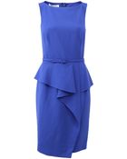 Oscar de la Renta Bateau Neck Peplum Dress - Lyst