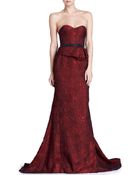 J. Mendel Organza Jacquard Bustier Gown - Lyst