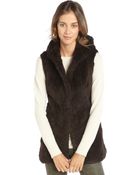 La Fiorentina Chocolate Brown Rabbit Fur Hooded Vest - Lyst