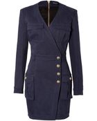 Balmain Stretch Cotton Wrap Dress - Lyst