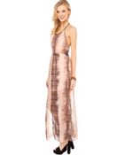 Akira Snake Print Open Back Maxi Dress - Lyst