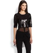 Sachin & Babi Cece Sheer Chiffon-Underlay Sequined Top - Lyst