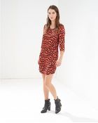 Maison Scotch Printed Red Party Shift Dress In Animal Silk - Lyst