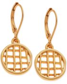 T Tahari Gold Tone Mesh Circle Drop Earrings - Lyst