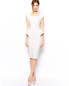 Asos Pencil Dress With Structured Peplum - Lyst