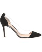 Gianvito Rossi Plexi Suede And Pvc Pumps - Lyst