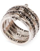 Lucky Brand Silvertone Stack Attached Ring - Lyst