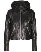 Acne Studios Magna Hooded Leather Jacket - Lyst