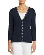 Jones New York Three Quarter Sleeve V Neck Cardigan - Lyst