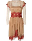 Alberta Ferretti Cap Sleeve Tulle Lace Dress - Lyst