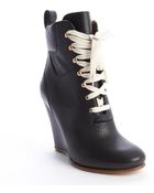 Chloé Black Leather Lace-Up Wedge Ankle Boots - Lyst