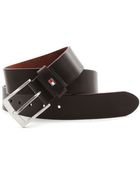 Tommy Hilfiger Denton Brown Leather Belt - Lyst