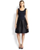 St. John Knit Jacquard & Faille Dress - Lyst