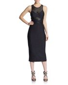 ABS By Allen Schwartz Tea-Length Illusion Dress - Lyst