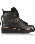Coach Urban Hiker Shearling-Trimmed Leather Boots - Lyst