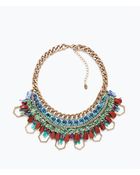 Zara Colored Stones And Chain Necklace - Lyst