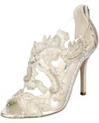 Oscar de la Renta Smoke Metallic Embroidered Ambria Sandals - Lyst
