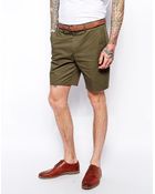 Asos Slim Fit Shorts In Khaki - Lyst