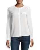 Cooper & Ella Crepe Button-Front Blouse - Lyst