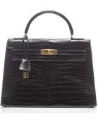 Hermes Pre-Owned Black Prorsus Crocodile 32Cm Kelly Bag - Lyst