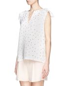 Chloé Metallic Jacquard Bow Shoulder Top - Lyst