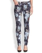 7 For All Mankind The High Waist Garden-Print Skinny Jeans - Lyst