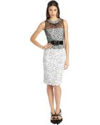 Oscar de la Renta Tweed & Lace Pencil Dress - Lyst