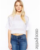 Asos Exclusive Satin Stripe Crop Top - Lyst