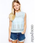 Asos Exclusive Lace Paneled Shell Top - Lyst