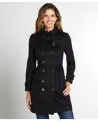 Burberry Black Wool Cinch Waist Fur Collar Coat - Lyst
