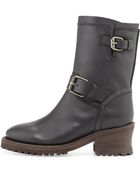 Ash Buckled Leather Mid-Calf Boot - Lyst