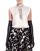 Lanvin Long Leather & Suede Gloves - Lyst