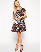 Asos Bonded T-Shirt Shift Dress With Peplum Hem In Abstract Print - Lyst