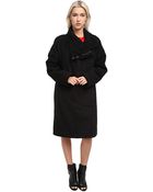 Helmut Lang High Collar Wool Coat - Lyst