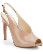 Nine West Leather Peep-Toe Slingback Pumps - Lyst
