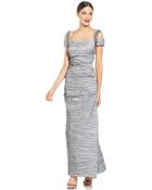 Alex Evenings Cold-Shoulder Embellished Crinkle Gown - Lyst