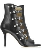 Michael Kors Cassie Black Leather Peep-Toe Bootie - Lyst