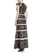 Tadashi Shoji Capsleeve Tiered Lace Gown - Lyst