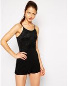Ax Paris Lace Top Playsuit - Lyst