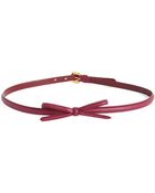 Prada Skinny Saffiano Leather Bow Belt - Lyst