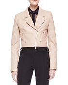 Jason Wu Cropped Leather Motorcycle Jacket - Lyst